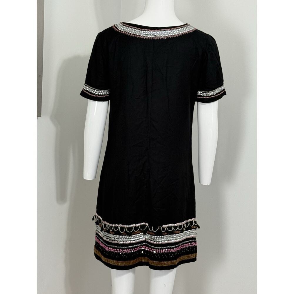 Maeve Anthropologie Women’s Black Sequin Beaded Mini Shift Dress Party Size 2 - Picture 7 of 16